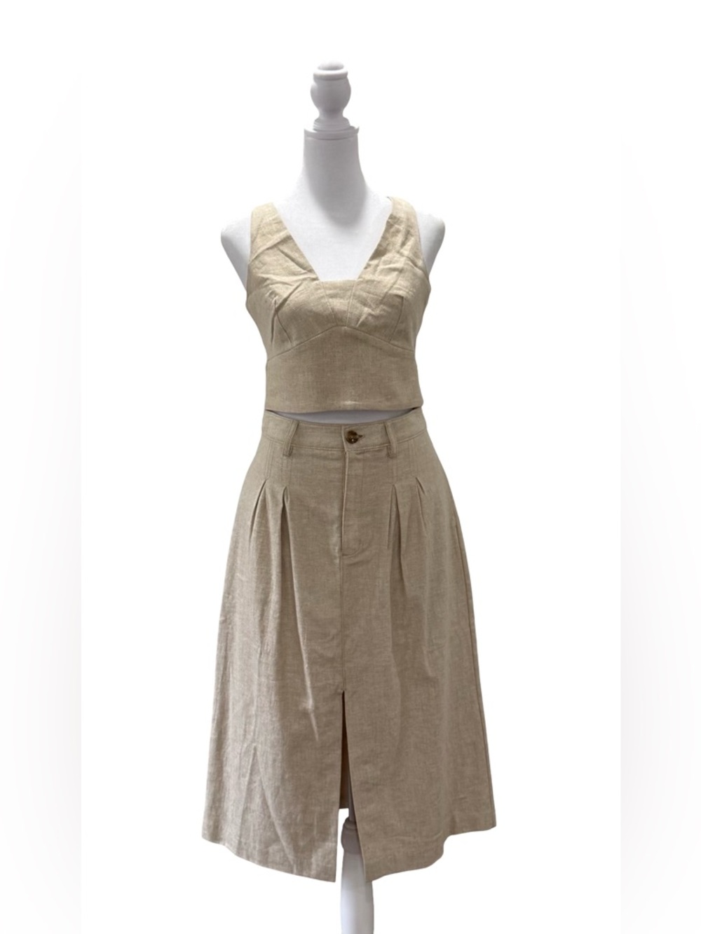 NWT Banana Republic Linen Pleated Midi Skirt & Crop Top Set size 4 women - Picture 4 of 16